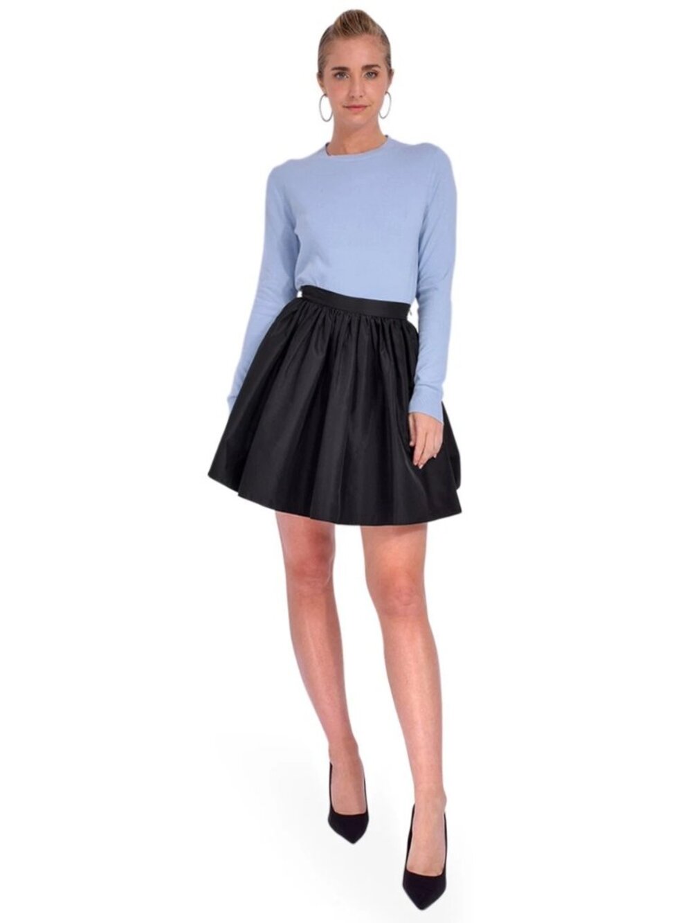 THEO Theia Black Taffeta Mini Ball Skirt Size XS